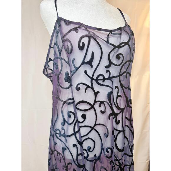 Vintage 90s Victoria’s Secret Burnout Velvet Sheer Purple Long Slip/Gown Large - Picture 2 of 12